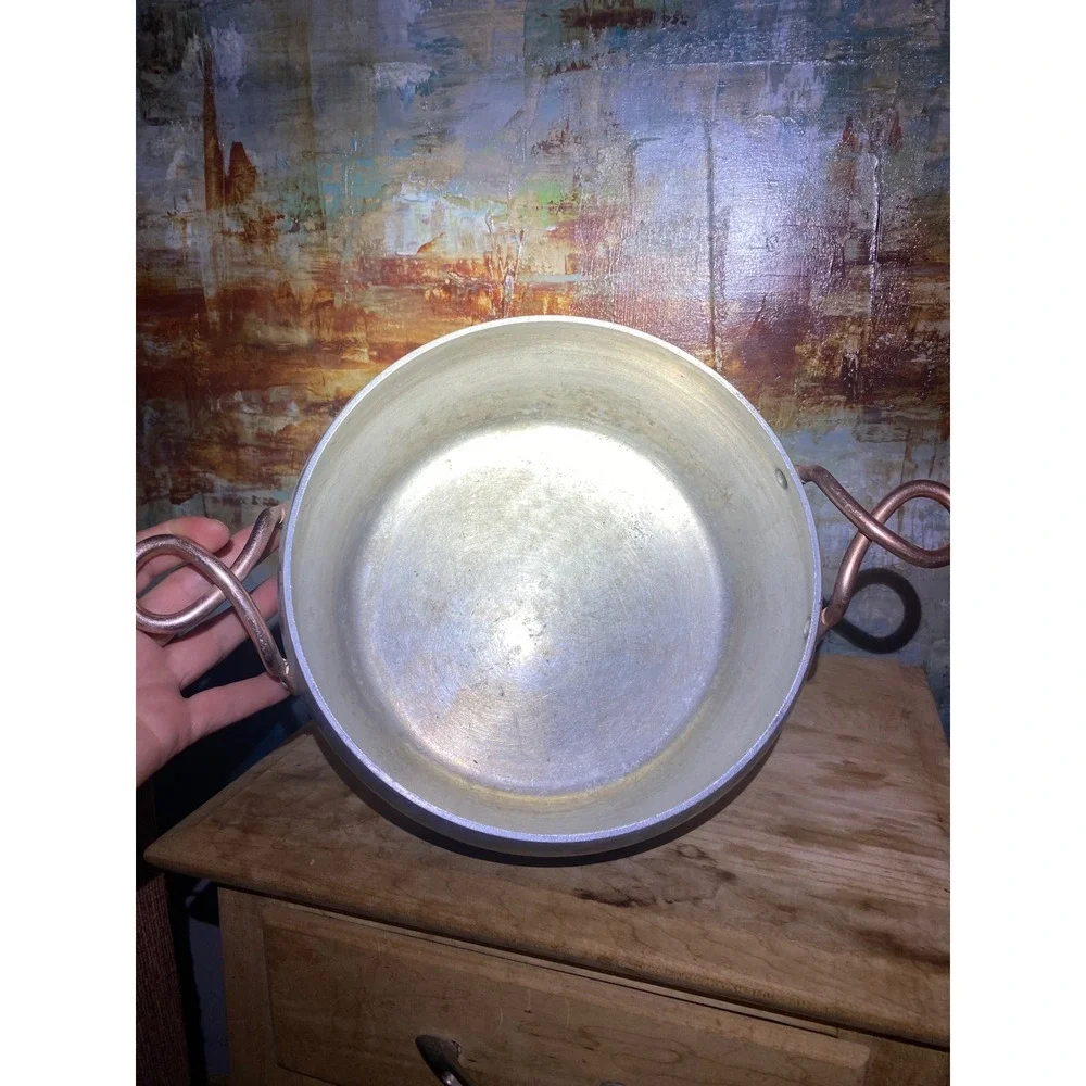 Vintage Wear-Ever Hallite 5.5 Qt Aluminum Stock Pot 2106 Copper Handles USA